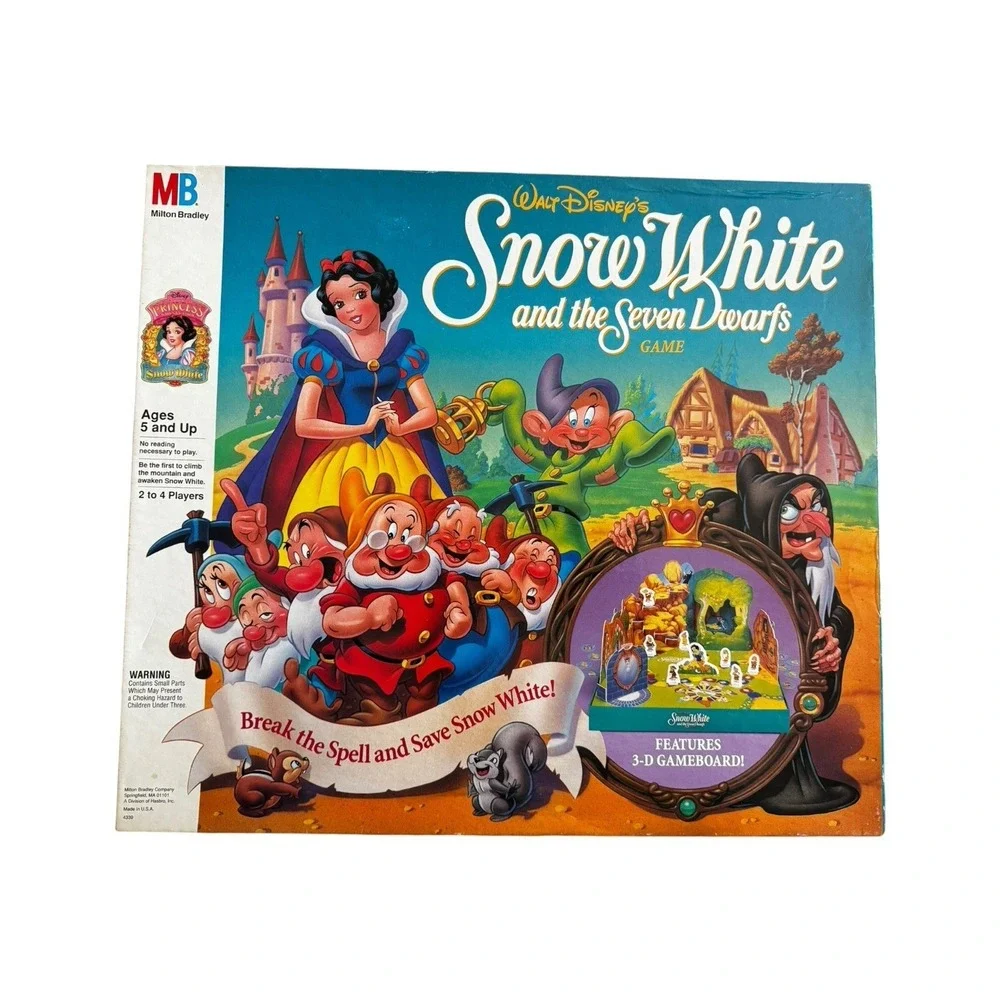 Vintage Snow White and the‎ Seven Dwarfs Board Game Milton Bradley 1992 COMPLETE